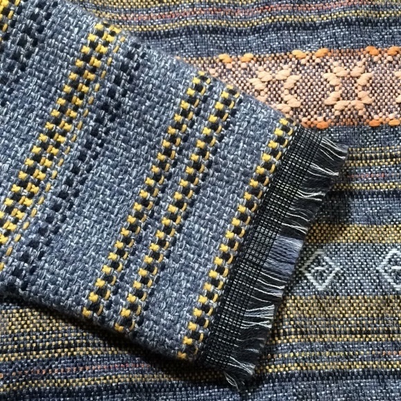 Lucky Brand Fringe Escape Boho Woven Embroidery Tapestry Knit Sweater Size XS - Picture 10 of 10